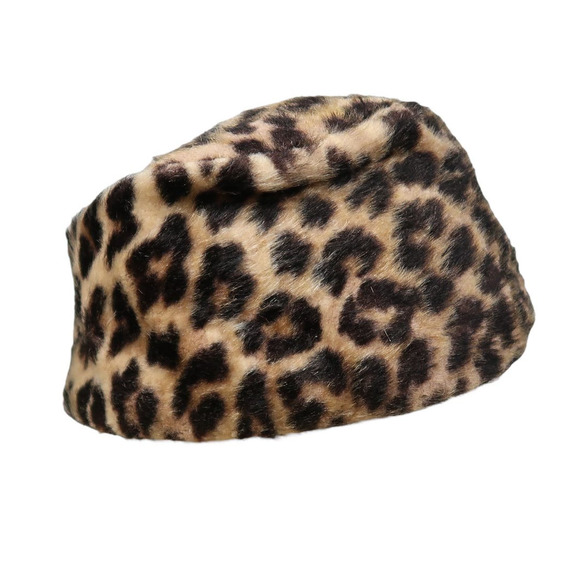 Vintage 60s I. Magnin tan brown and black leopard print fur pillbox hat - Picture 5 of 8